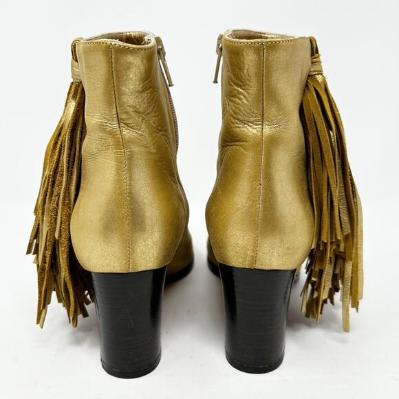 Christian Louboutin Jimmynetta Fringe Gold Leather Ankle Boots Size 36.5 - Picture 5 of 12